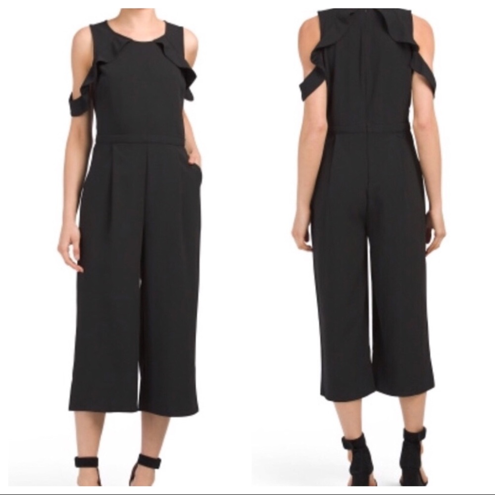 NEW dRA M Black Cold Shoulder Jumpsuit Wide Leg - Picture 1 of 6